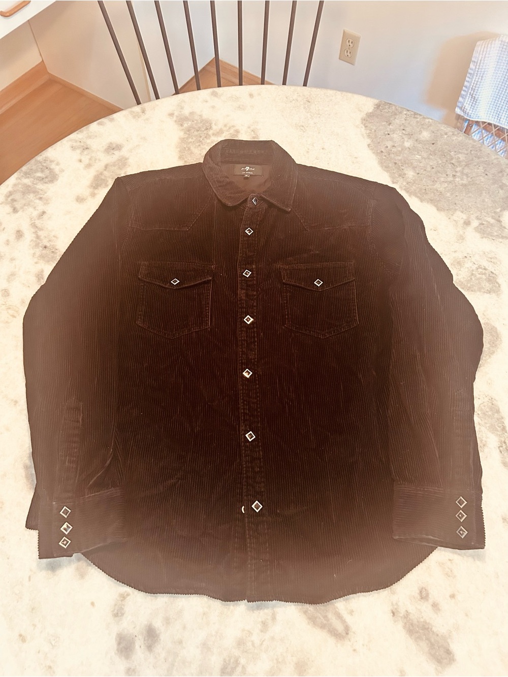 Men's 7 For All Mankind Corduroy Snap Button Shirt Size XL